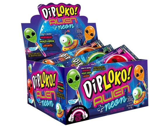 Clique Aqui para Comprar Pirulito DipLOKO! Alien + Neon