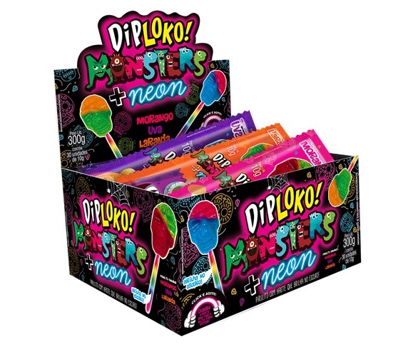 Clique Aqui para Comprar Pirulito DipLOKO! Monsters + Neon